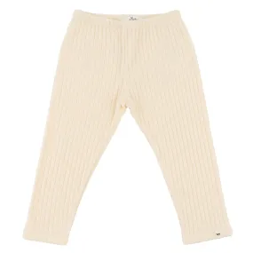 oh baby! Wide Rib Fuzzy Sweater Knit Legging - Vanilla