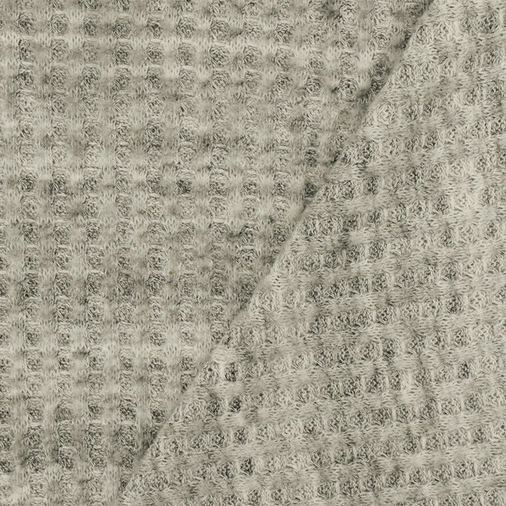 Old Ivory-Black Texture Stretch Brushed Thermal Knit Fabric