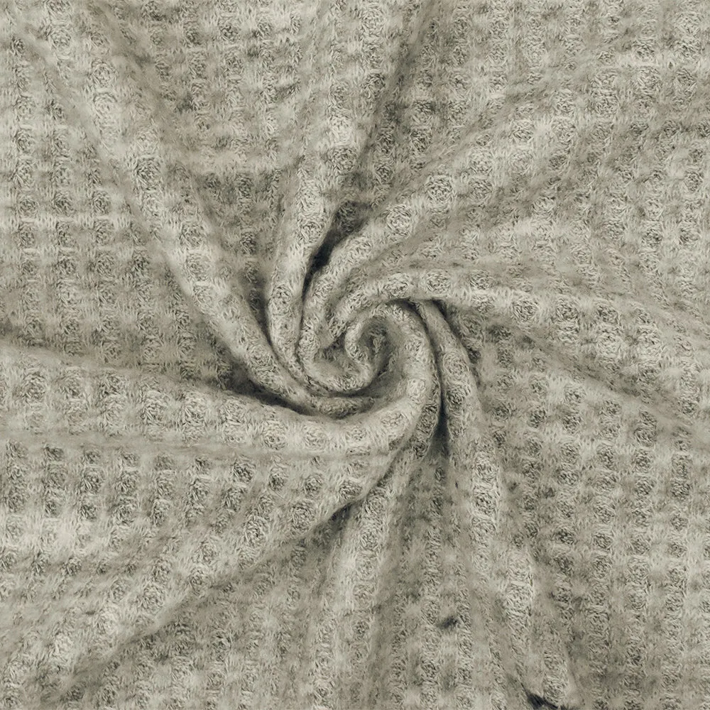 Old Ivory-Black Texture Stretch Brushed Thermal Knit Fabric