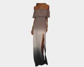 Ombre Ruffle Slit Dress - The Monaco