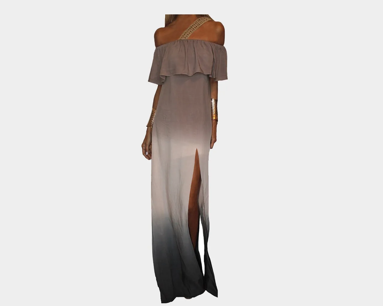 Ombre Ruffle Slit Dress - The Monaco
