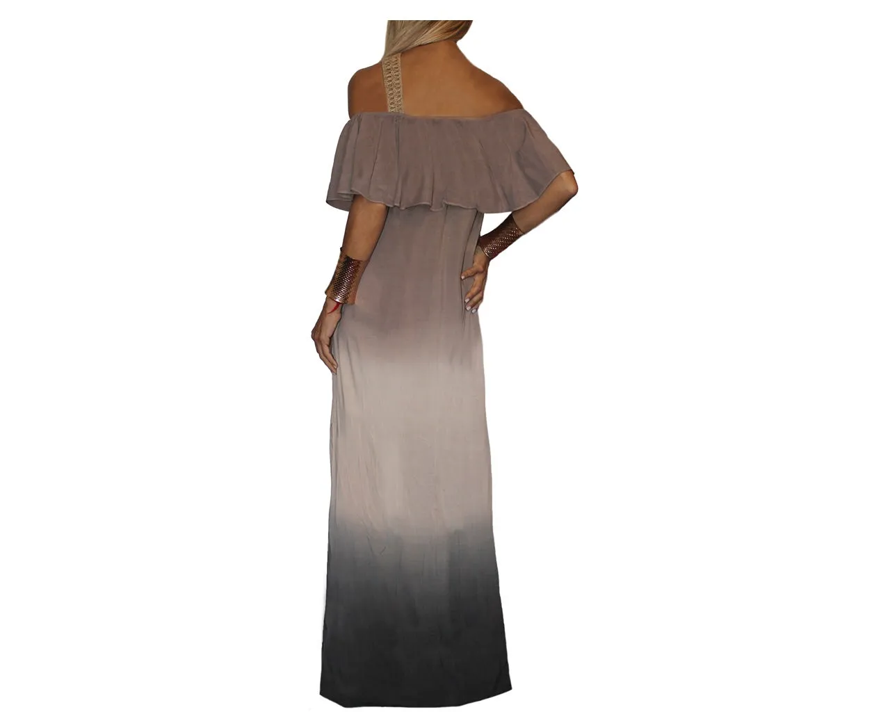 Ombre Ruffle Slit Dress - The Monaco