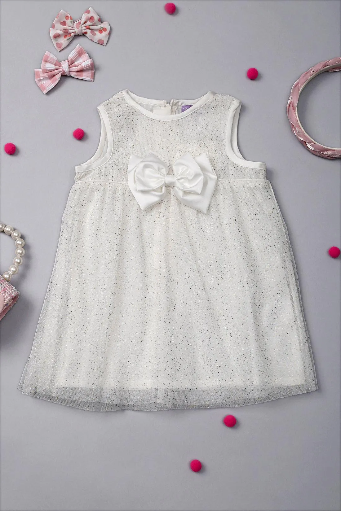 One Friday Baby Girls Sparkling White Party Dress
