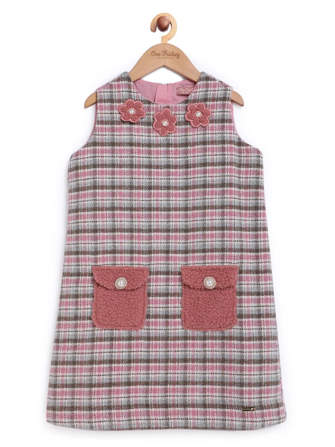One Friday Pink Check Sleeveless Dress