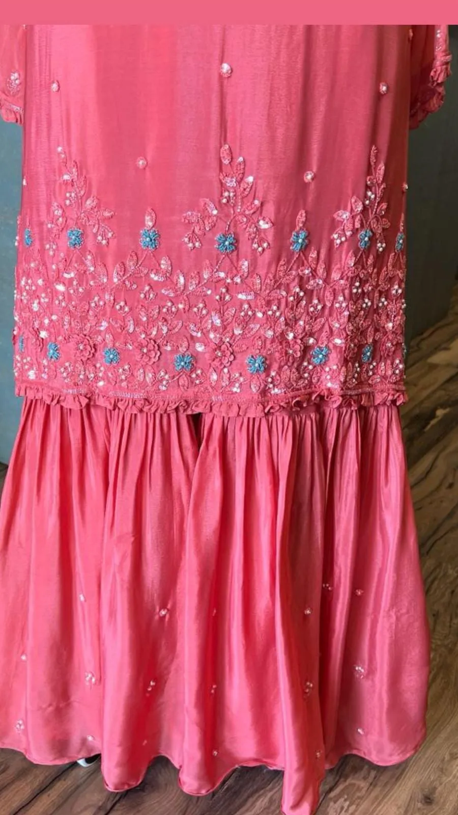 Peach long dress sharara dress