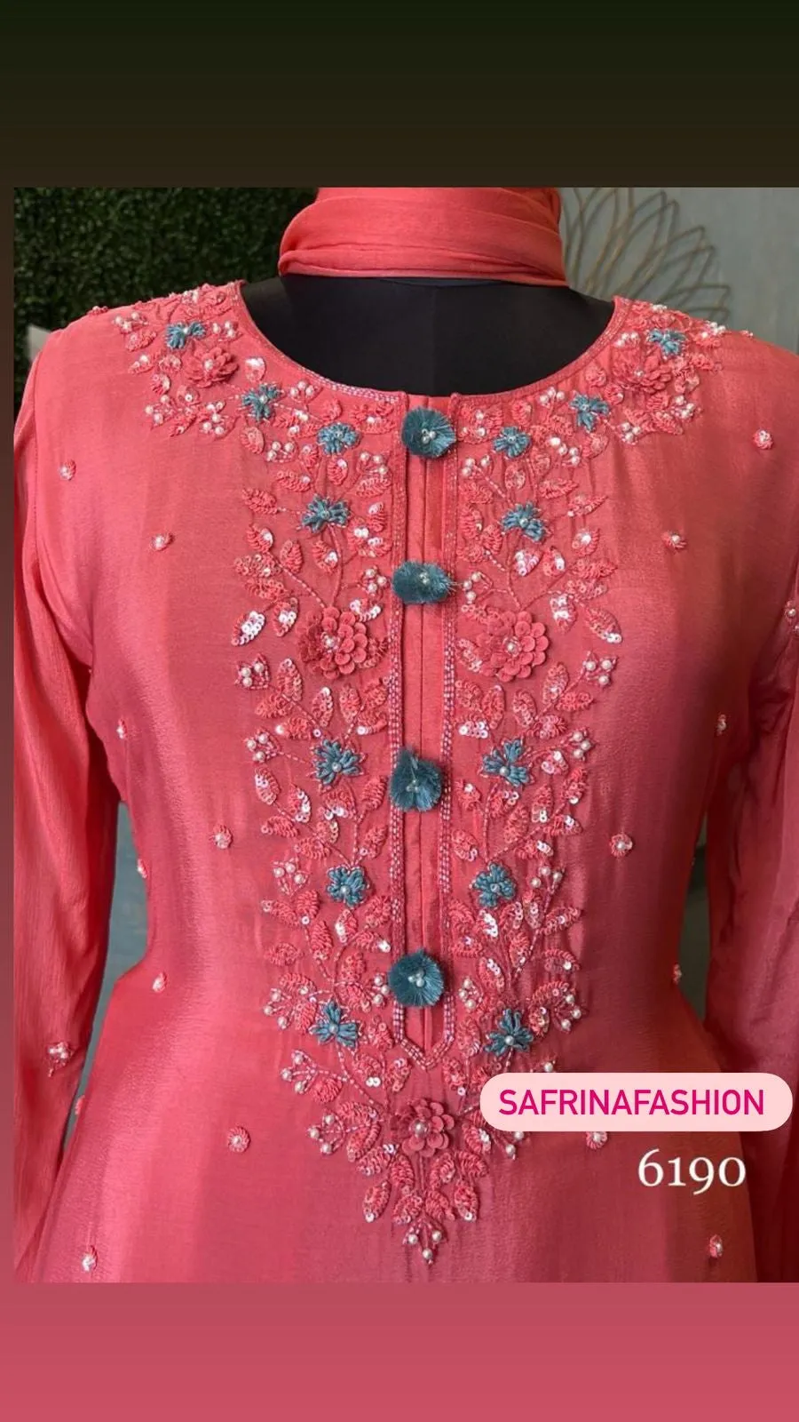 Peach long dress sharara dress
