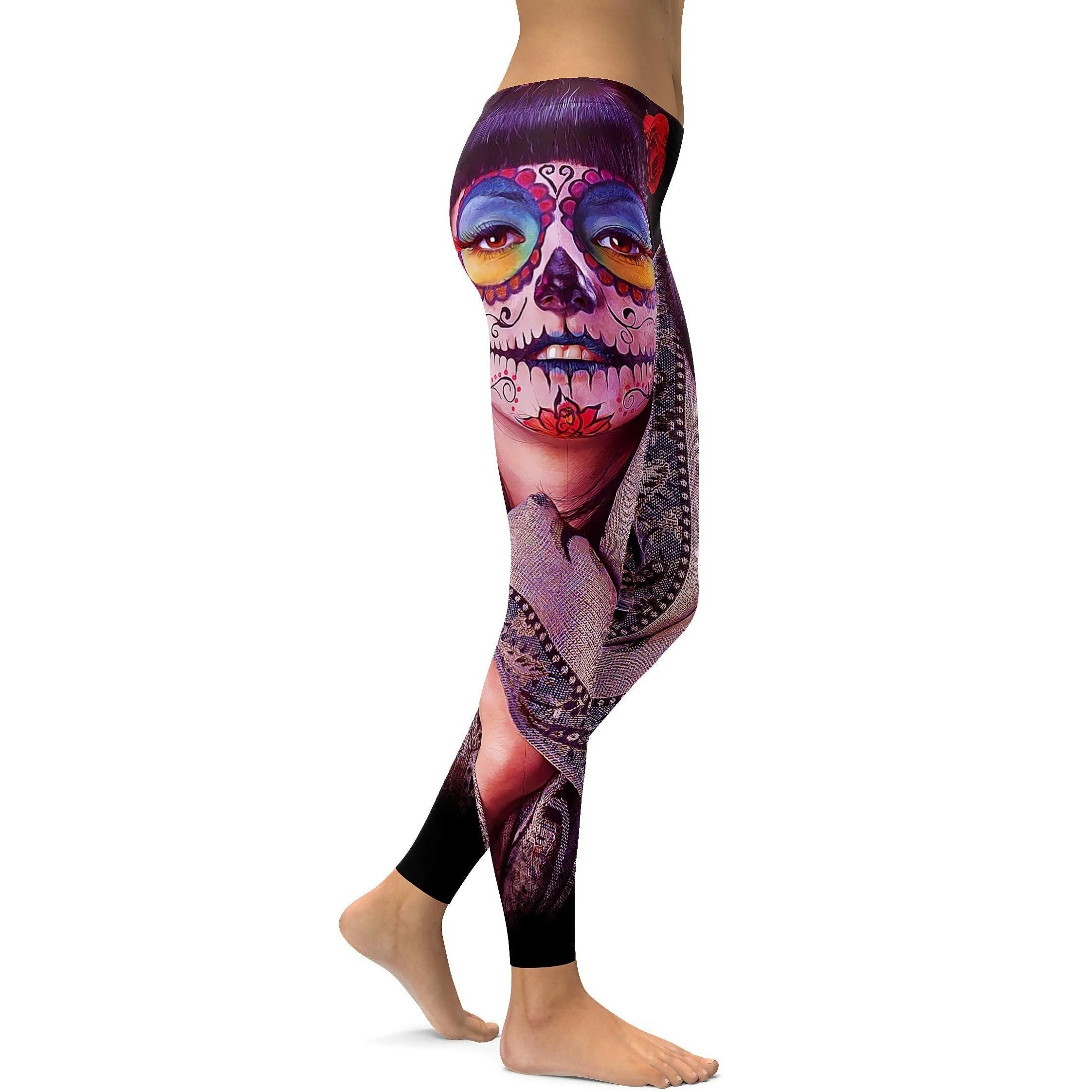 Photorealistic Painted Sugar Skull Leggings