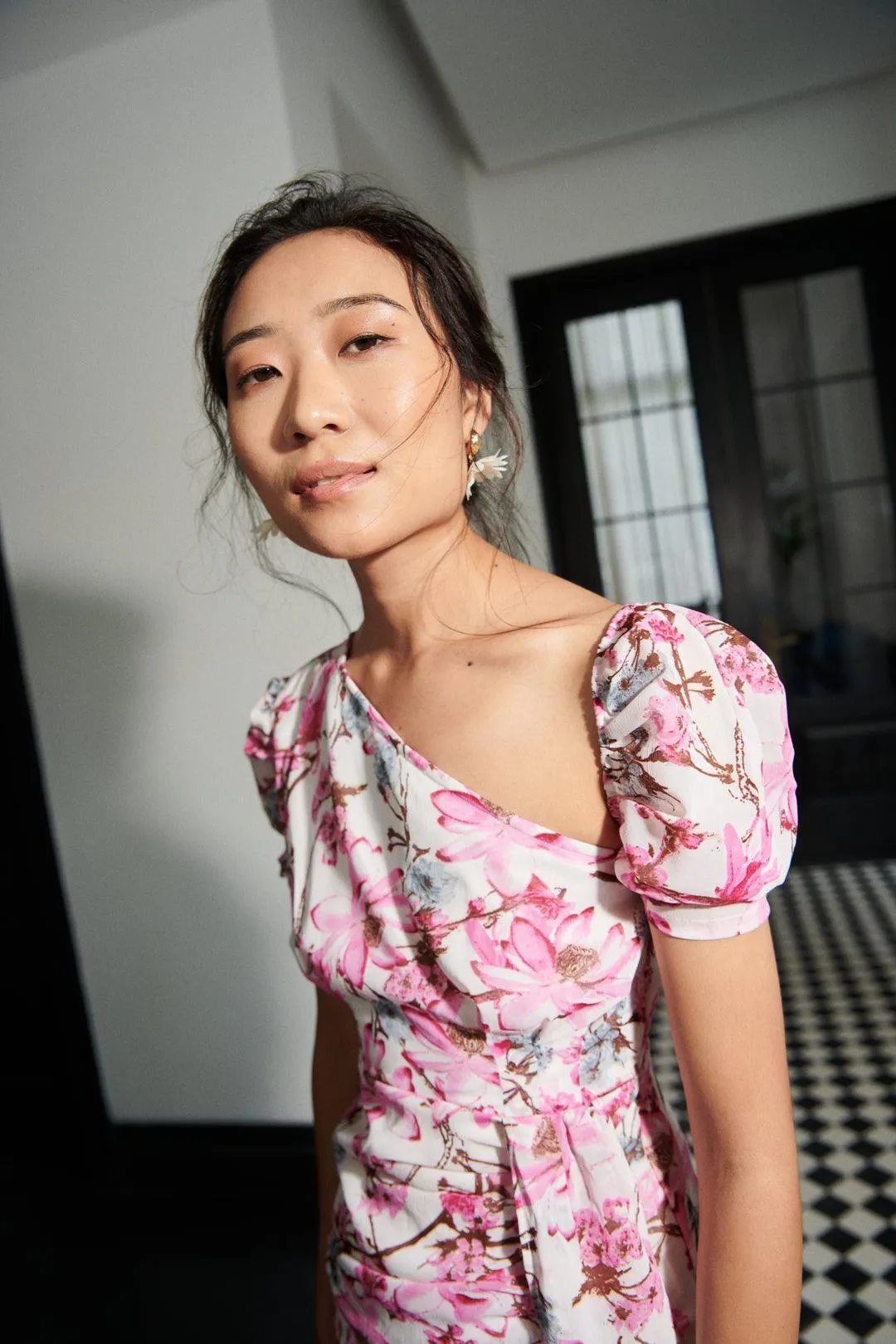 Pink Floral Mini Dress