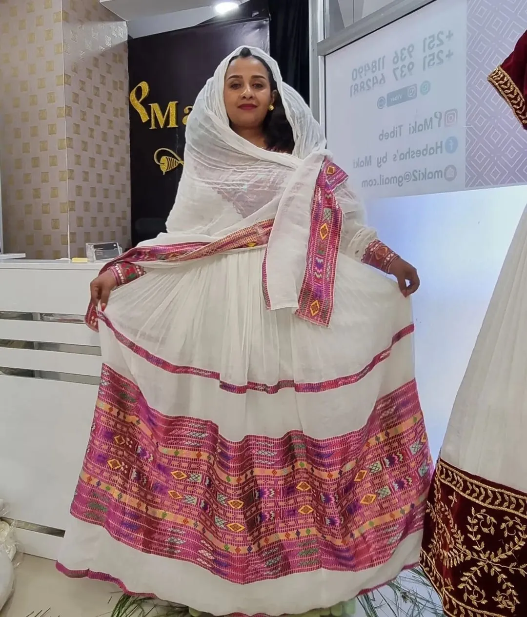 Pink Pattern Habesha Dress Handwoven Habesha Kemis Design Habesha Libs es00114