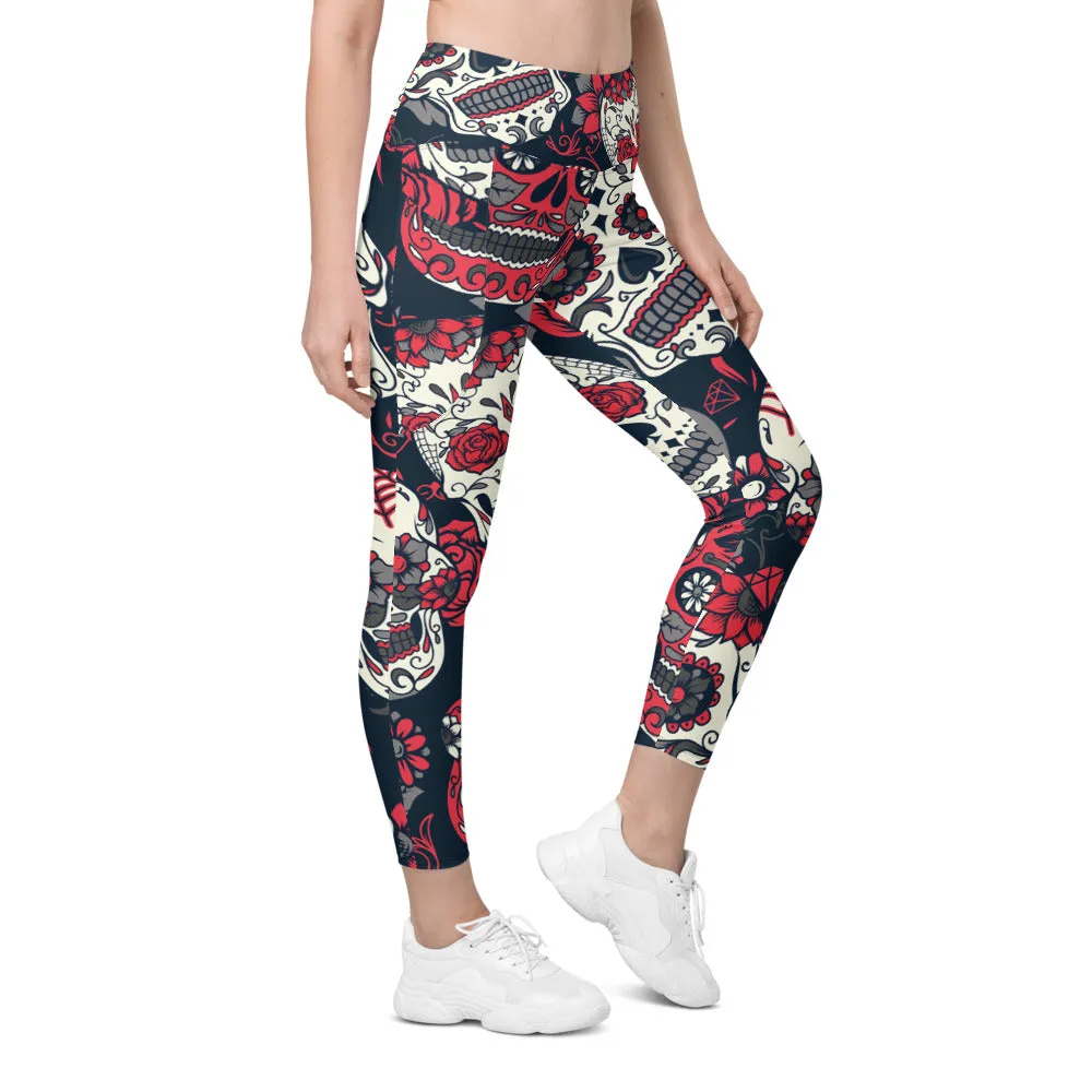 Pink Sugar Skull Leggings with Pockets