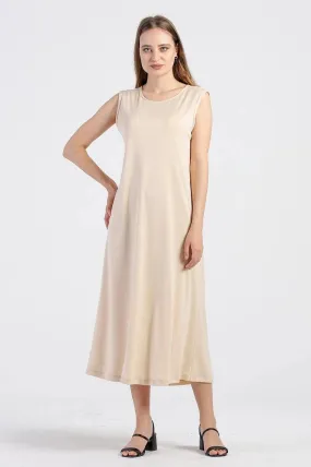 Plus Size Beige Sleeveless Inner Slip Abaya Dress for Muslim Women