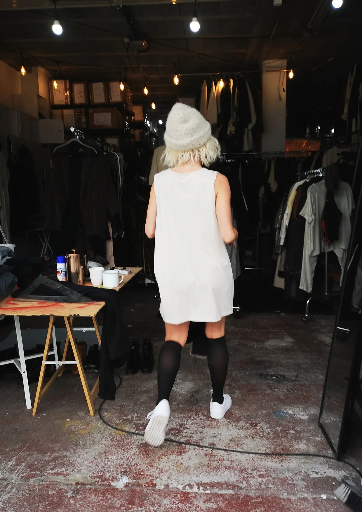 PRINT SHIRT / DRESS - SLEEVLESS COTTON light grey