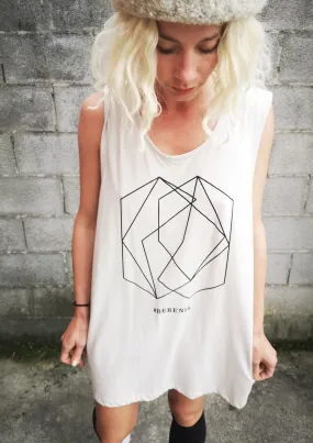 PRINT SHIRT / DRESS - SLEEVLESS COTTON light grey