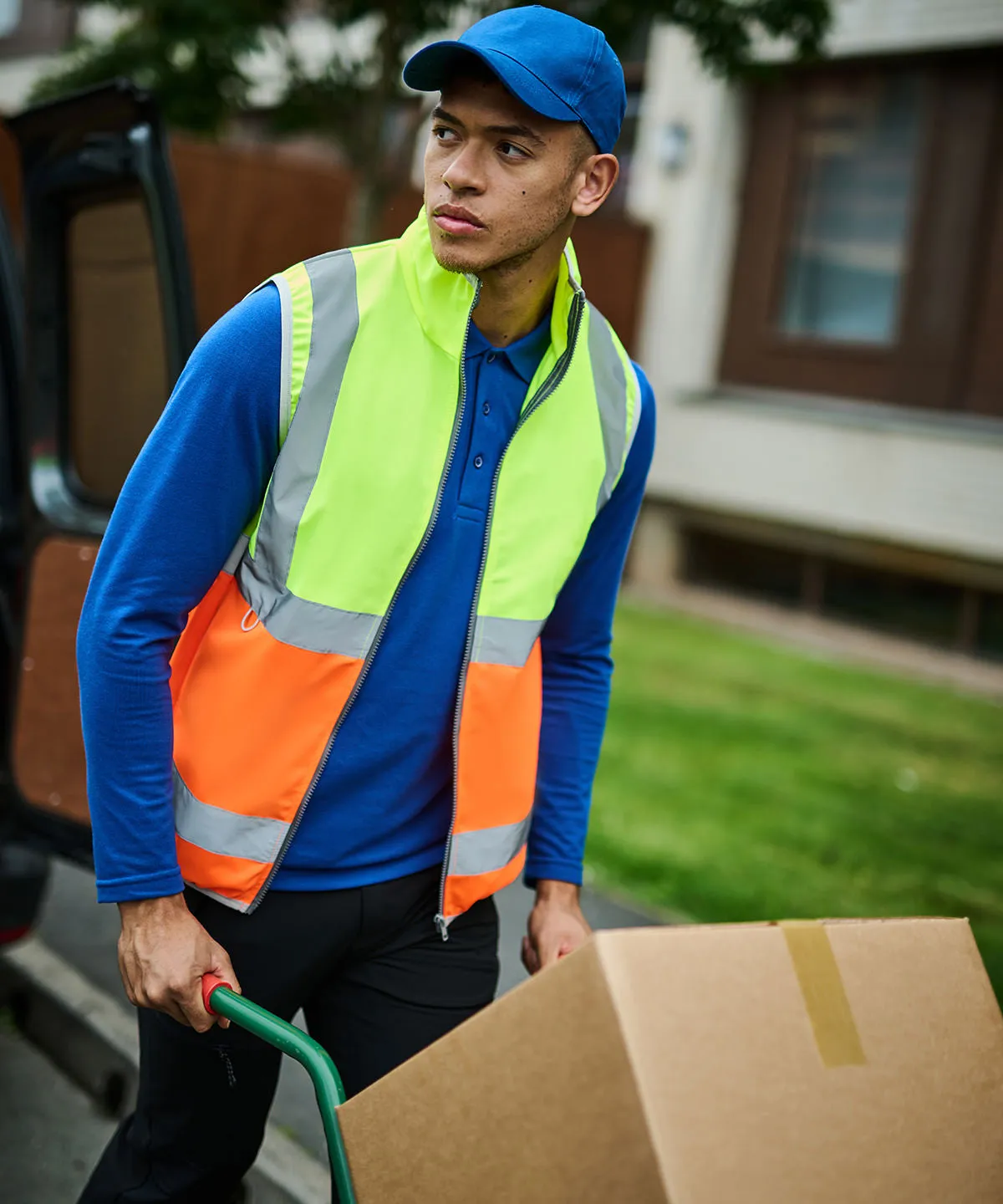 Pro hi-vis full-zip gilet | Orange/Navy