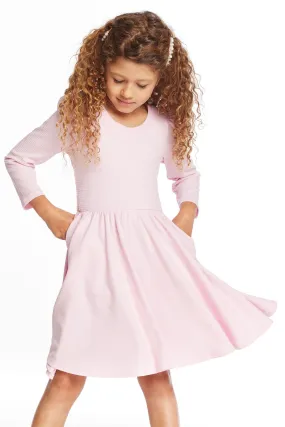 Puff Girls Long Sleeve Ribbon Dress with Twirl Skirt