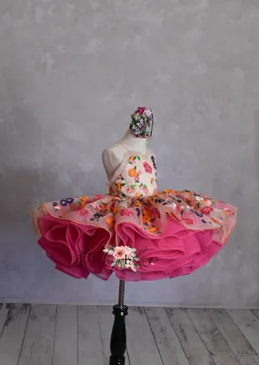 "Enchanted" -  Petal Length Dress Bold Pink Skirt ( 4 Year - Petite 5 Year)
