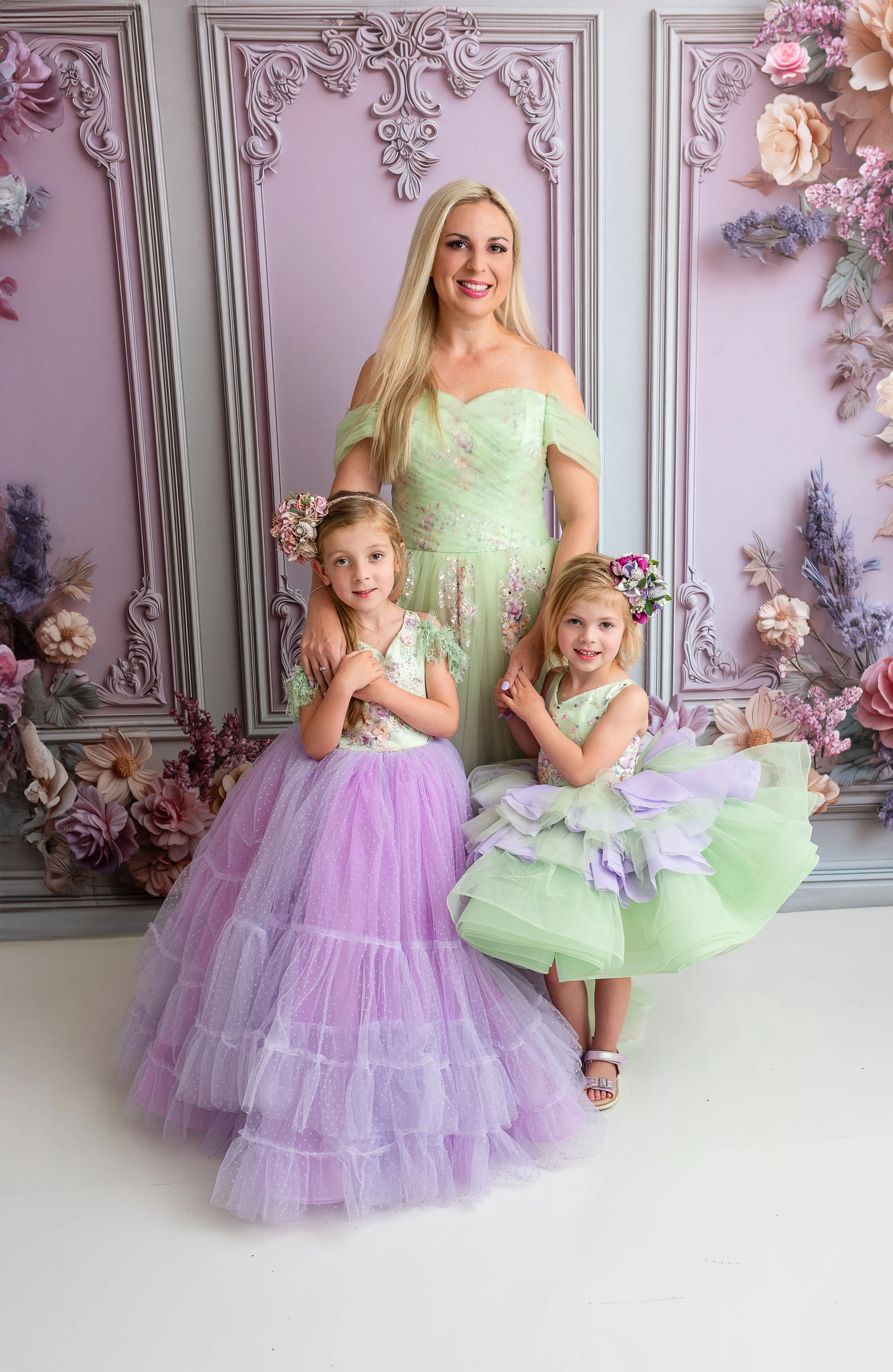 "Meadow Mist " -   Petal length dress  ( 4 Year - Petite 7)