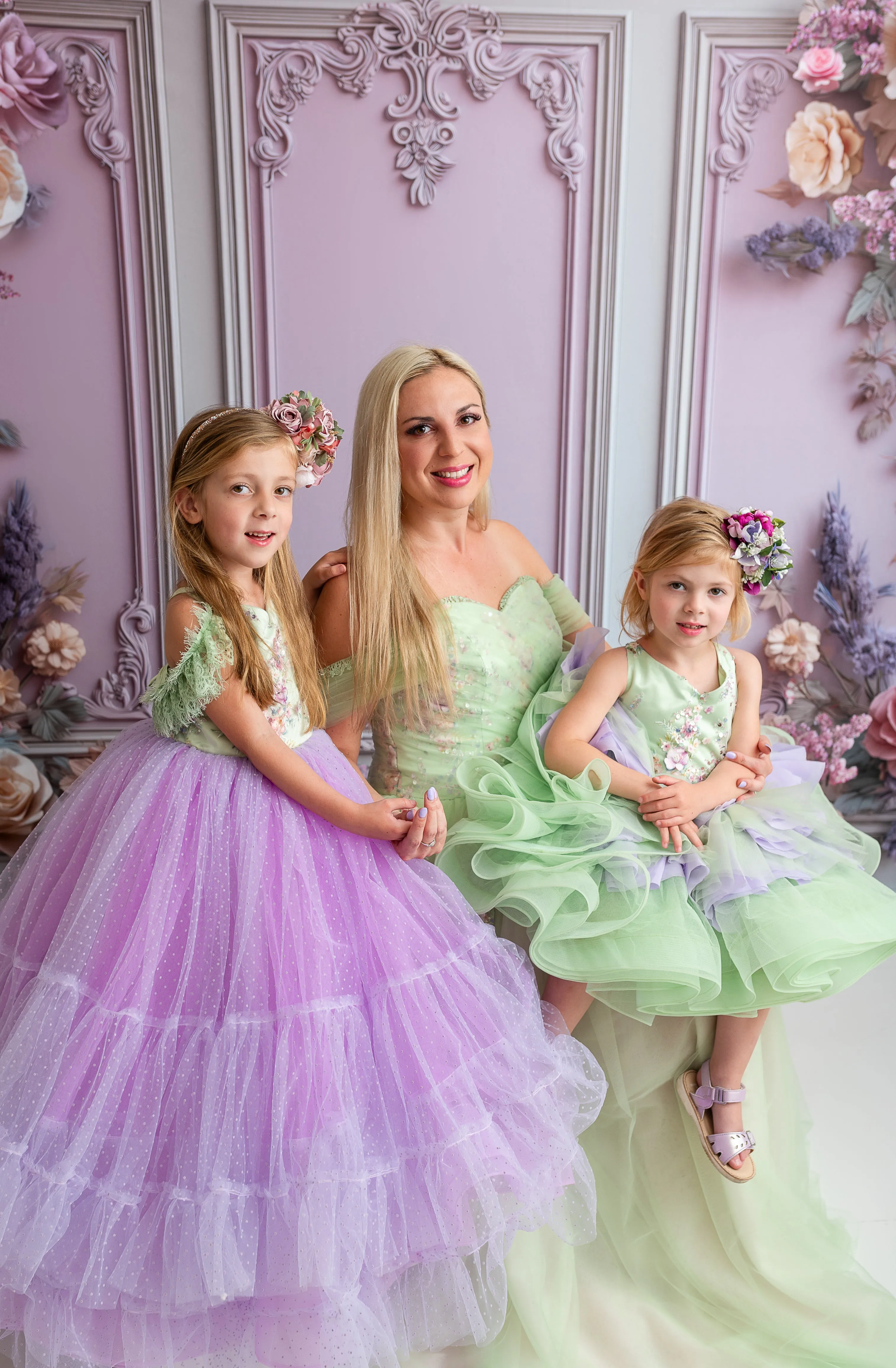 "Meadow Mist " -   Petal length dress  ( 4 Year - Petite 7)