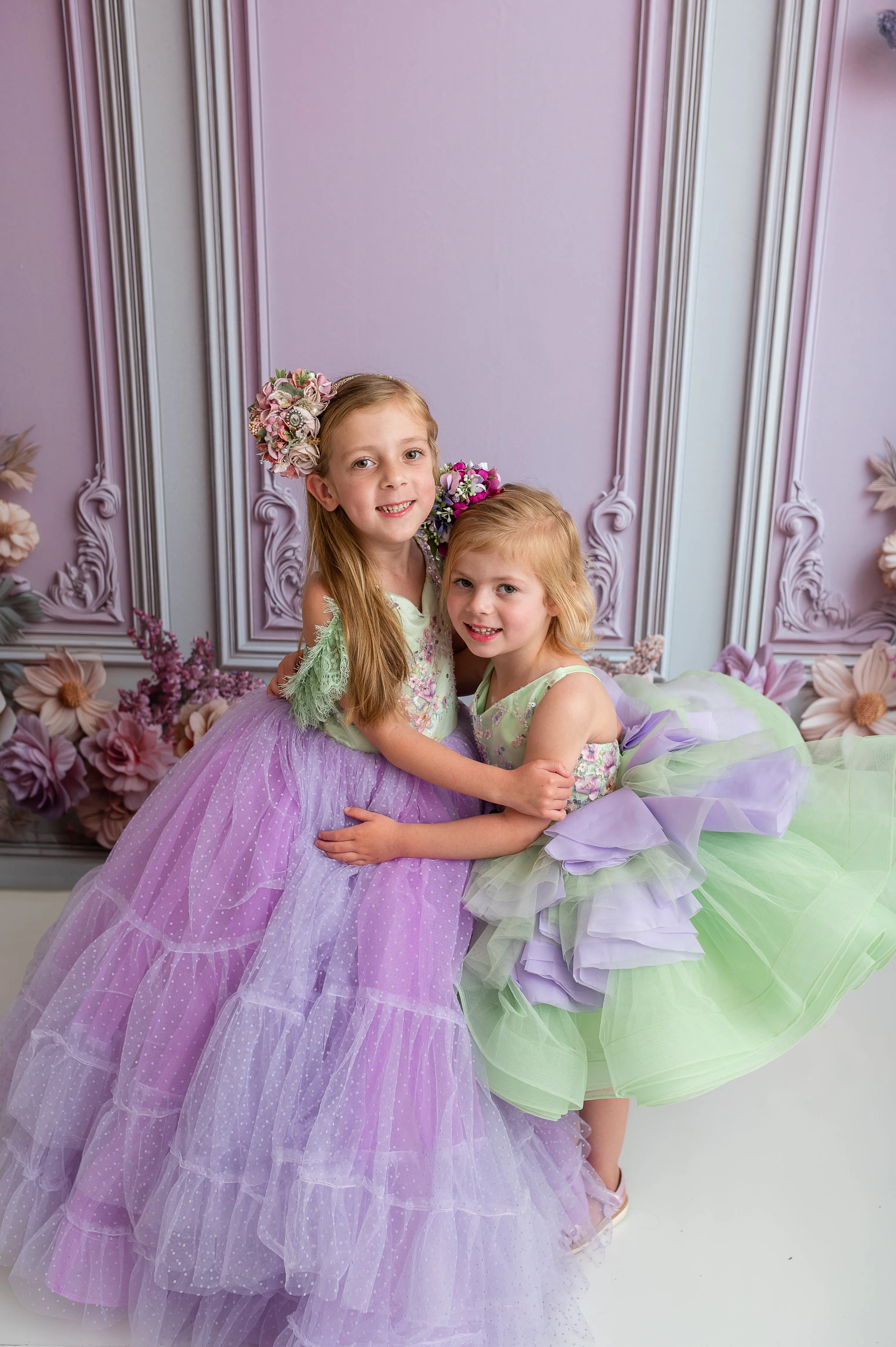 "Meadow Mist " -   Petal length dress  ( 4 Year - Petite 7)