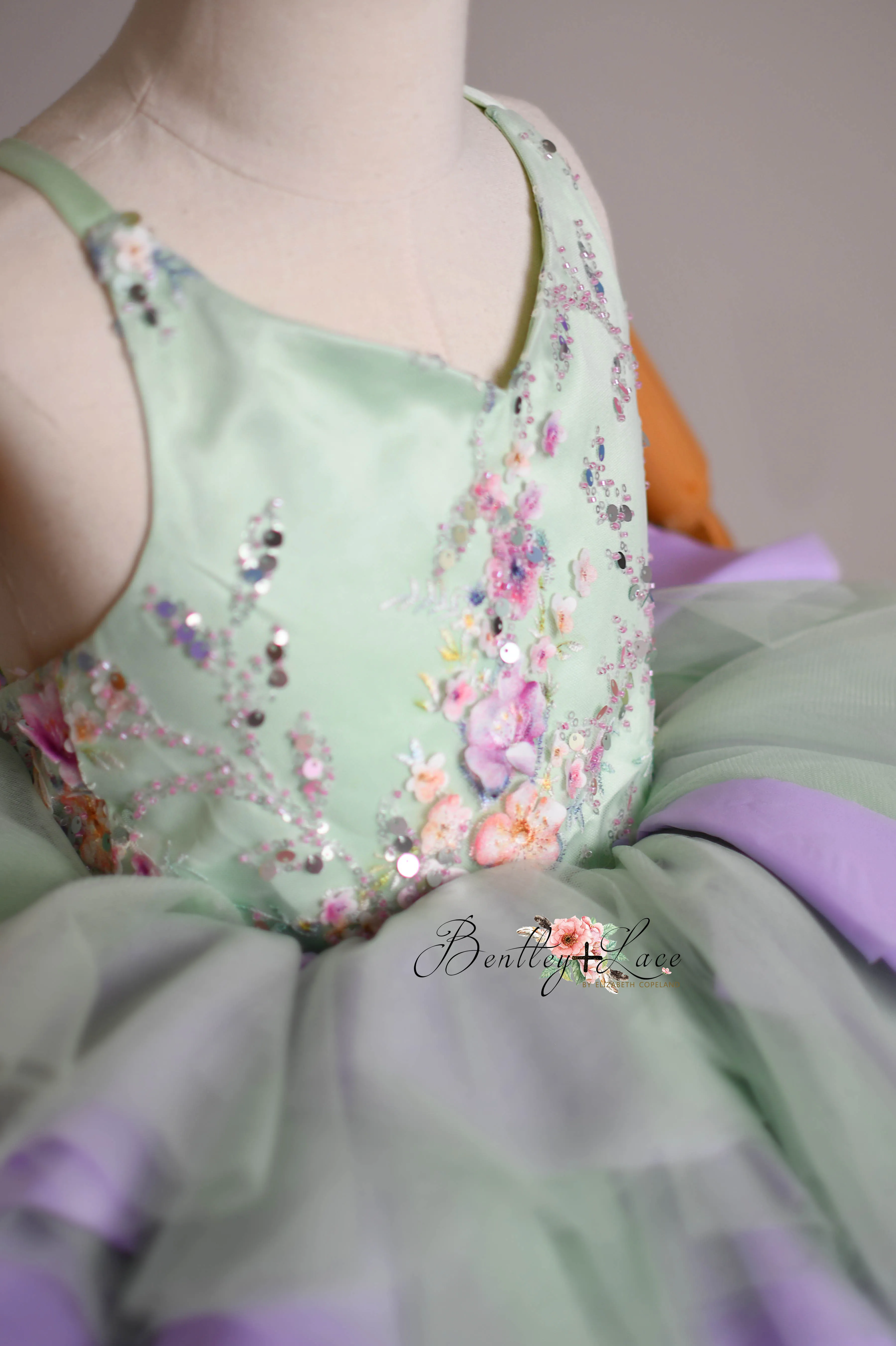 "Meadow Mist " -   Petal length dress  ( 4 Year - Petite 7)