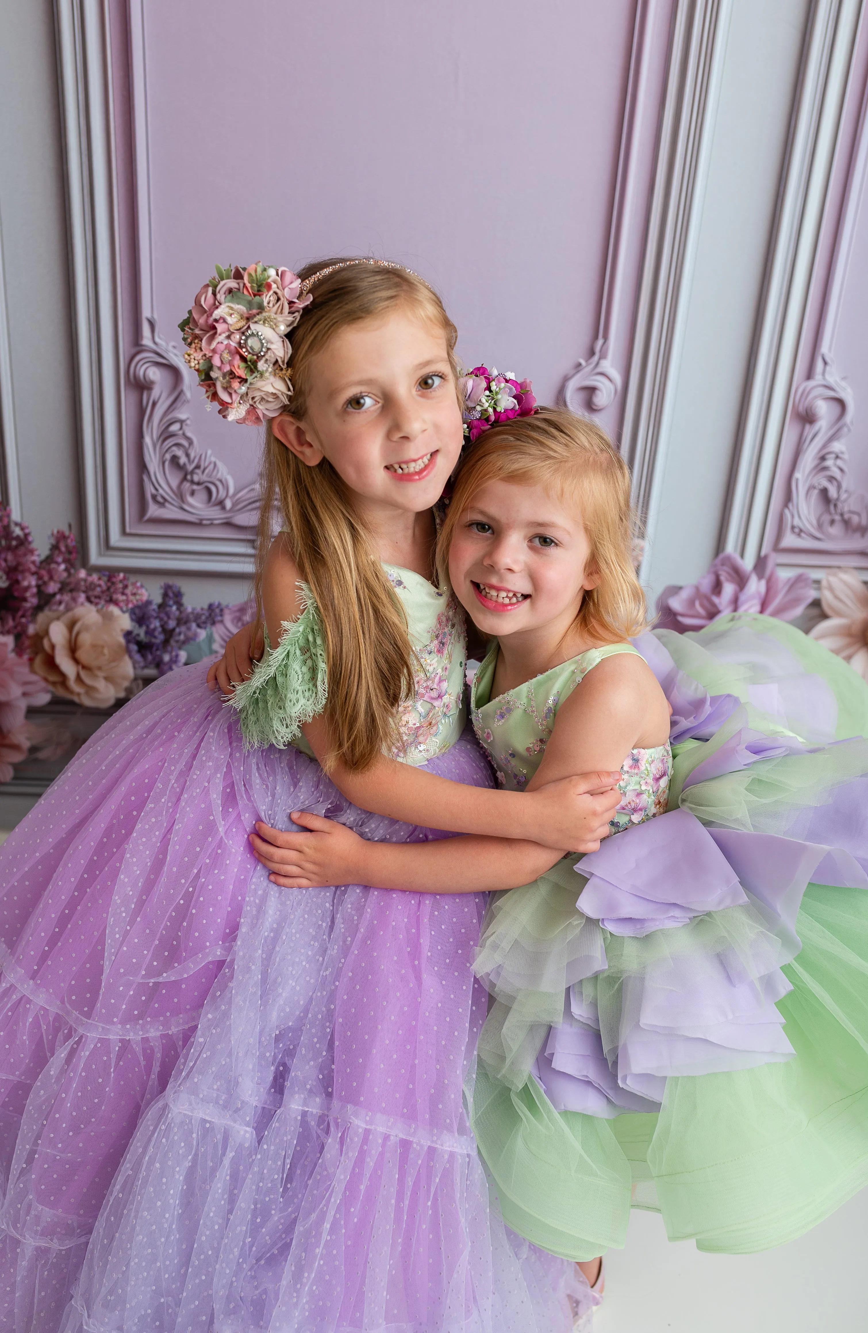 "Meadow Mist " -   Petal length dress  ( 4 Year - Petite 7)
