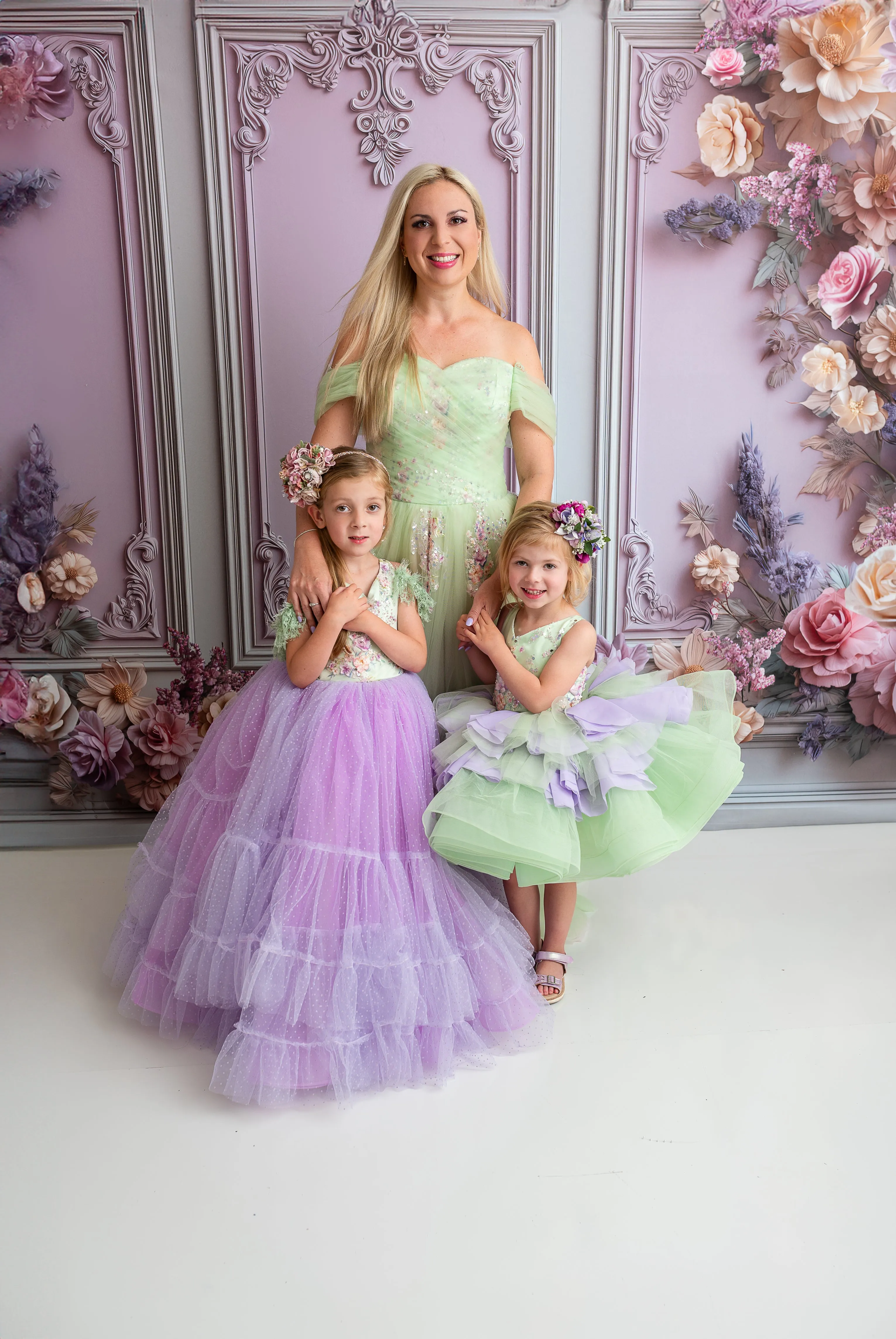 "Meadow Mist " -   Petal length dress  ( 4 Year - Petite 7)