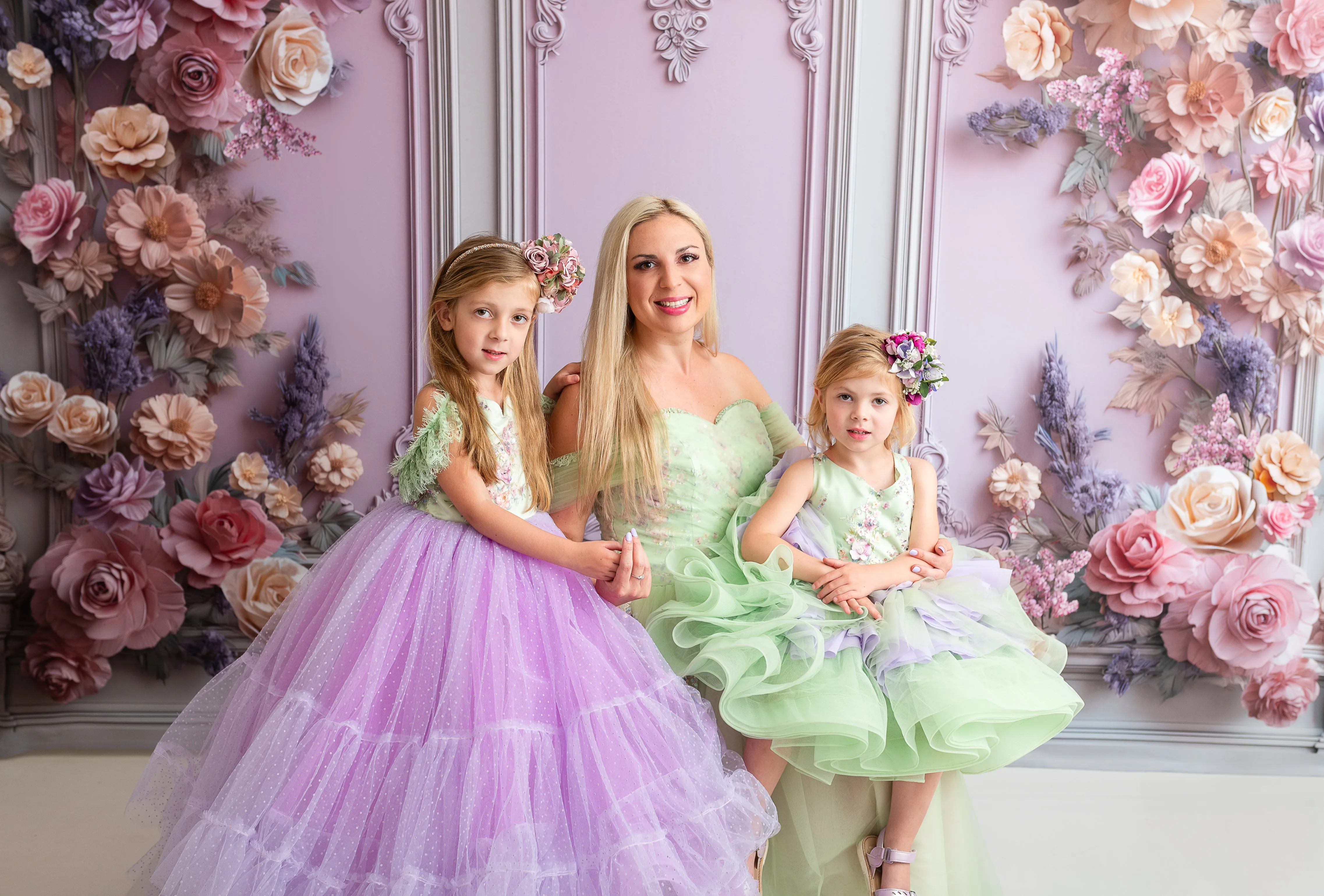 "Meadow Mist " -   Petal length dress  ( 4 Year - Petite 7)