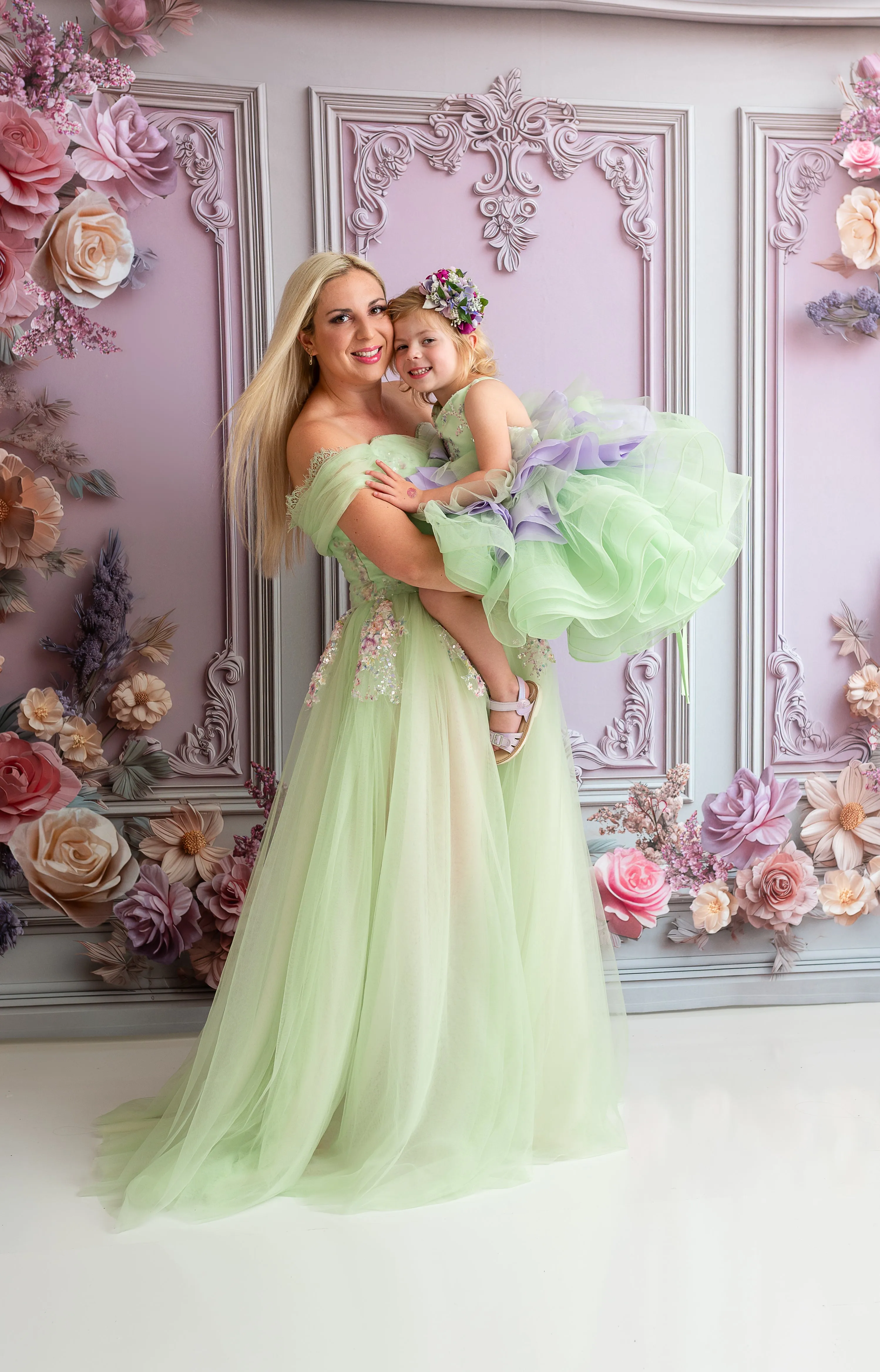 "Meadow Mist " -   Petal length dress  ( 4 Year - Petite 7)