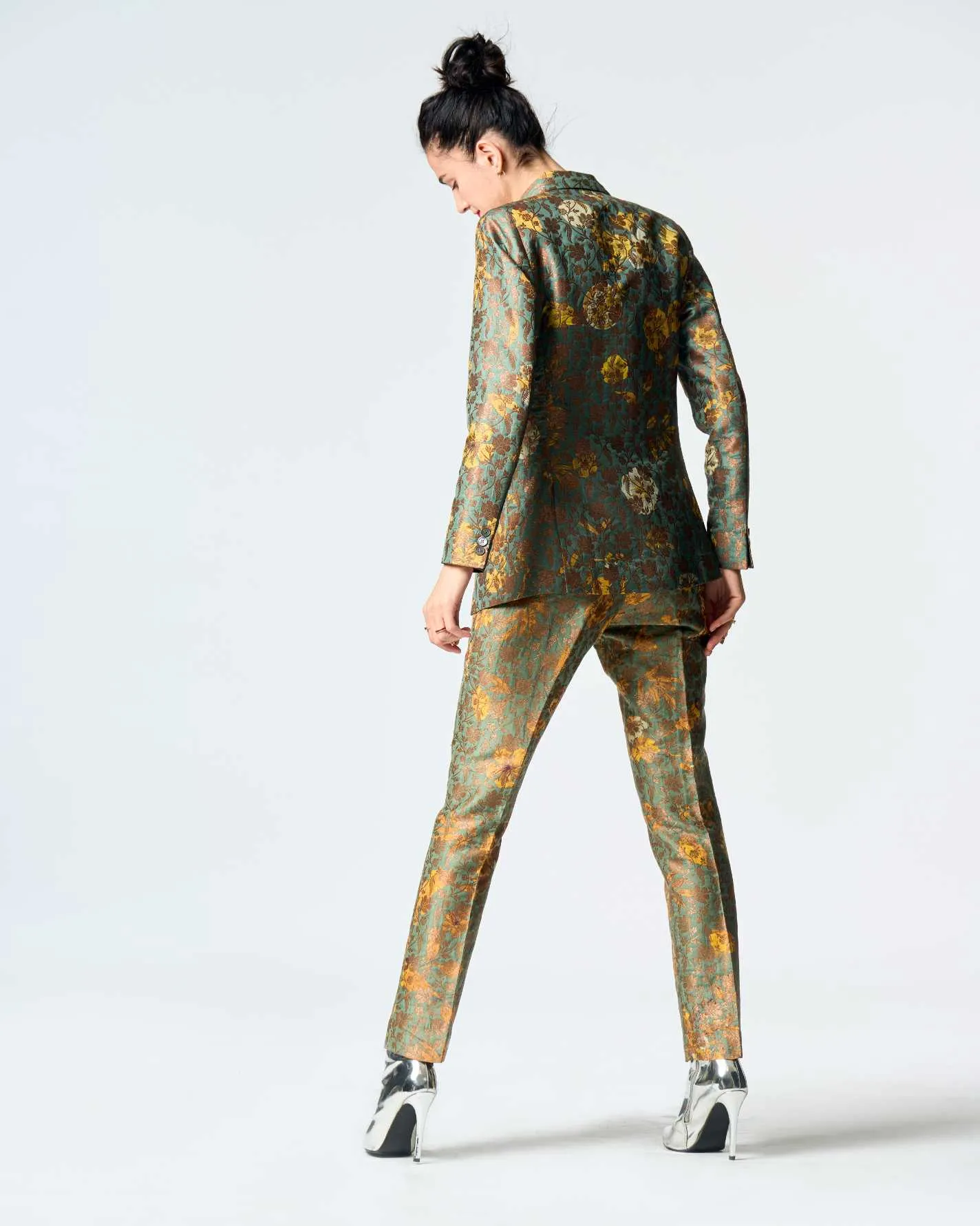 Rana Blazer Silk Brocade Sage