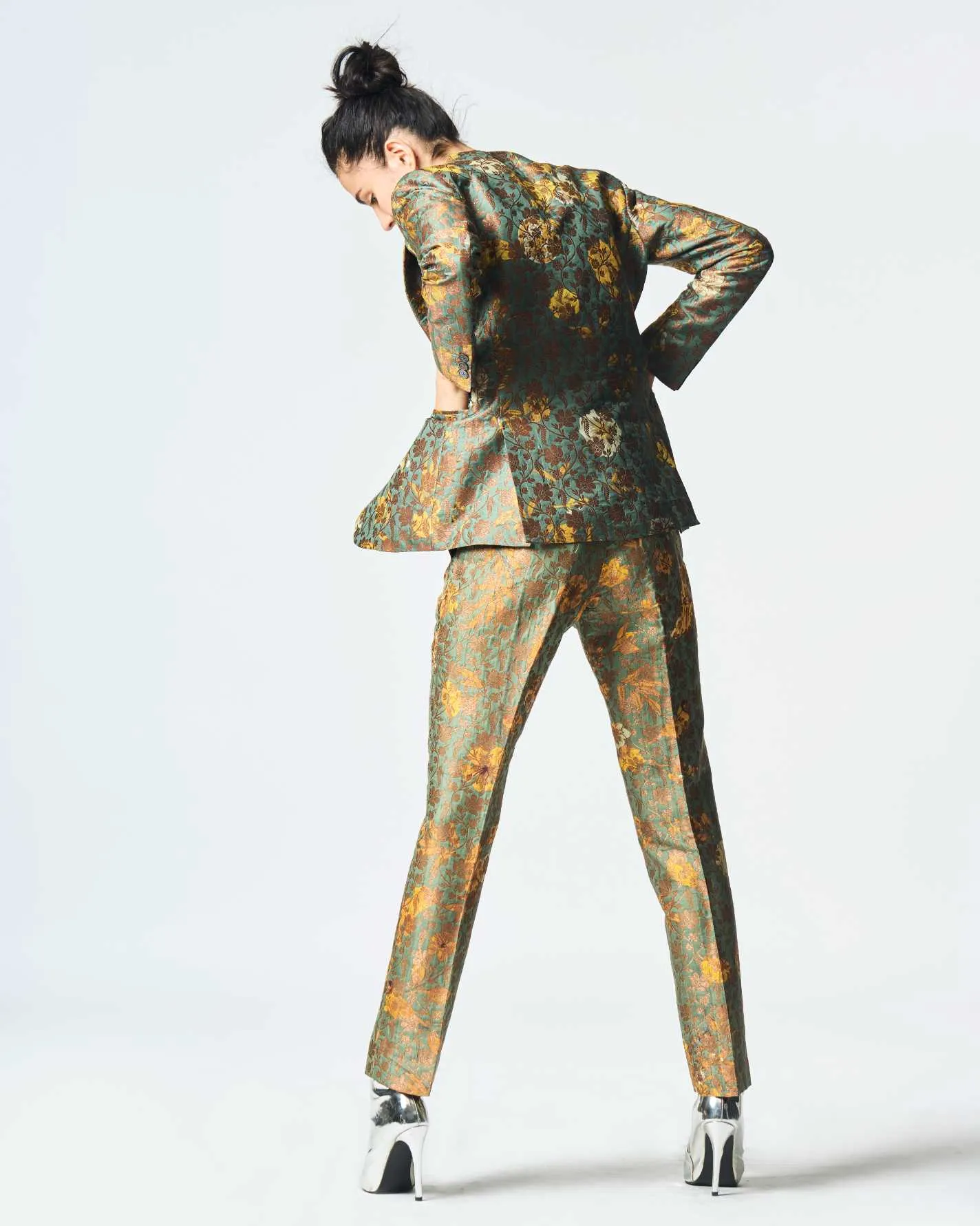 Rana Blazer Silk Brocade Sage