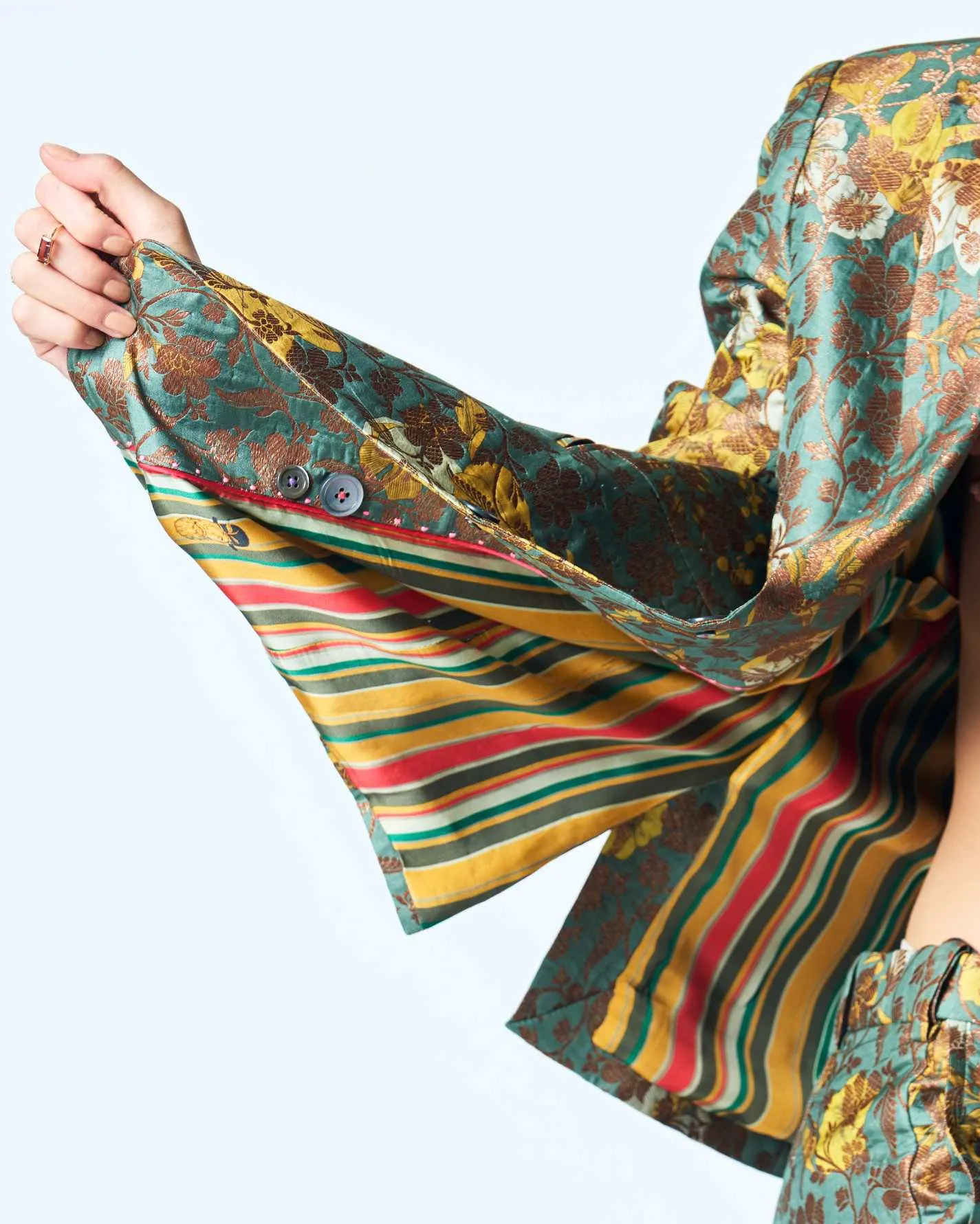 Rana Blazer Silk Brocade Sage
