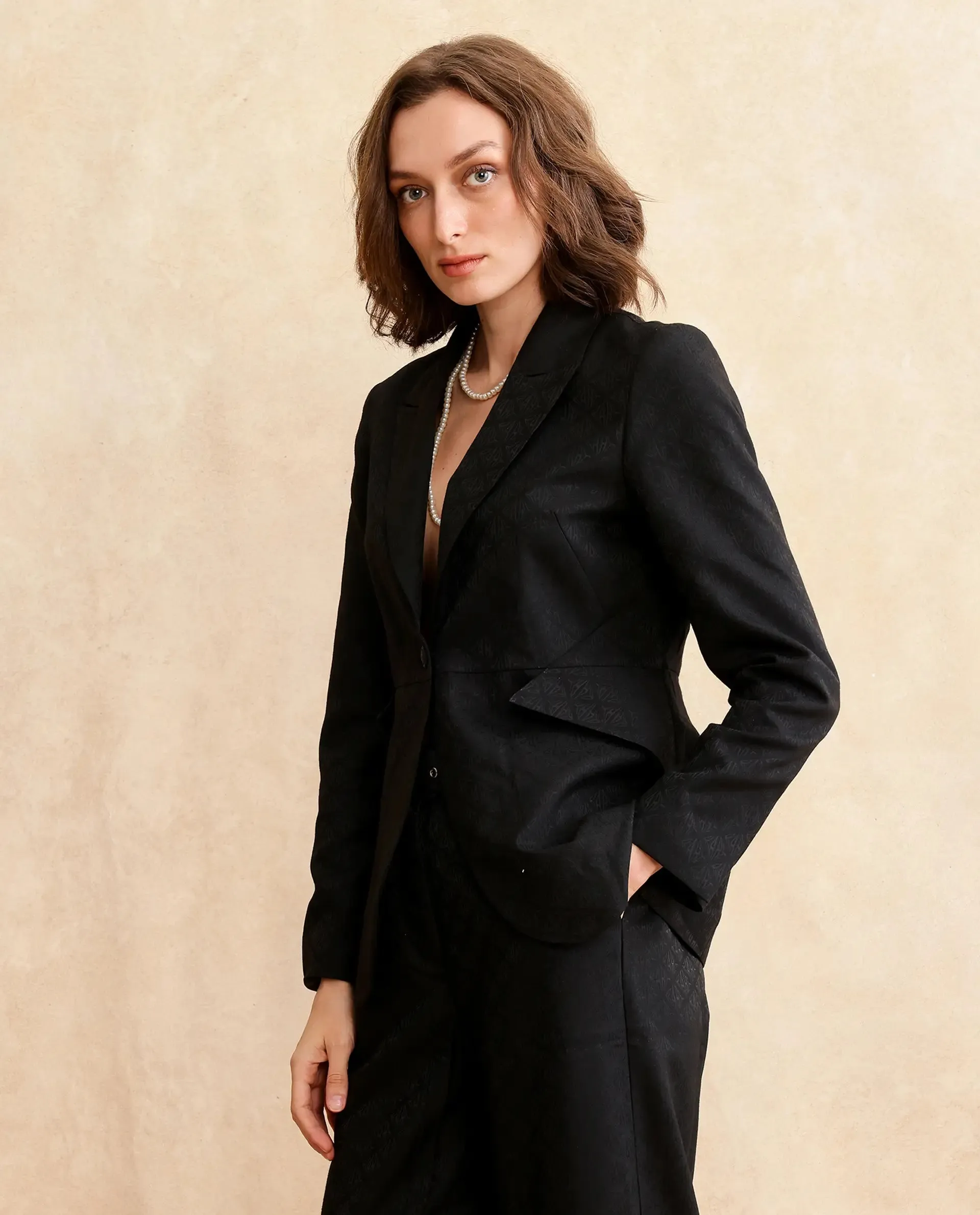 Rareism Women Palui Black Plain Blazer