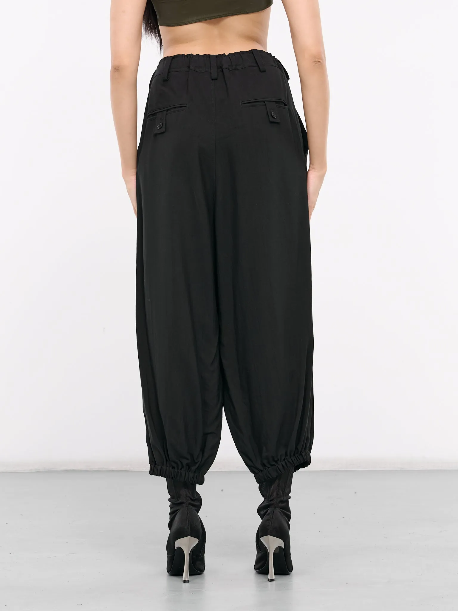 Rayon-Cupro Elastic Pants (YS-P22-205-1-BLACK)