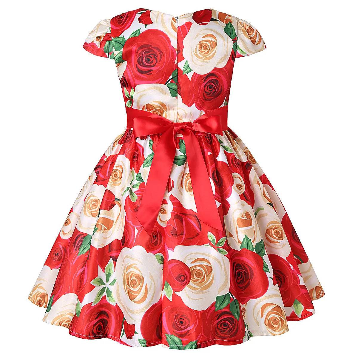 Red Rose Dress, Size 2-8 Yrs