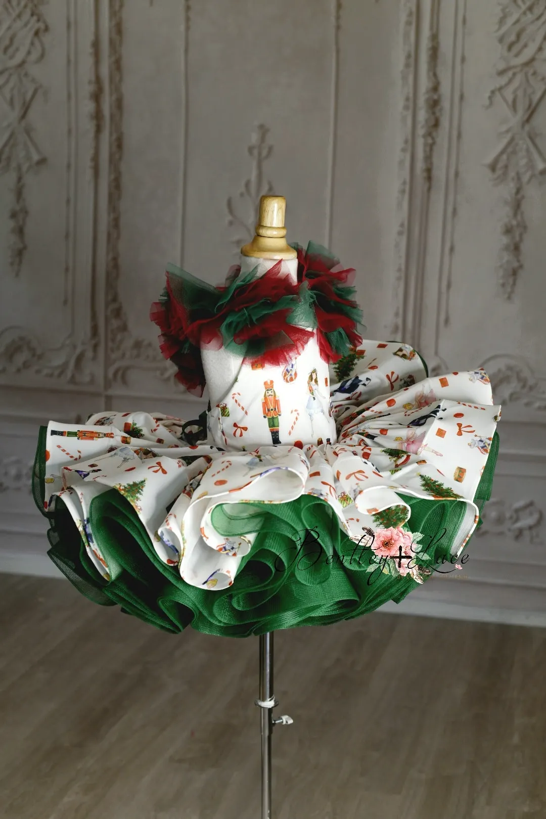 Retired rental  euc Baby couture dresses - "Nutcracker Dreams1" -Petal Length Dress ( 3 Year - Petite 4 Year)