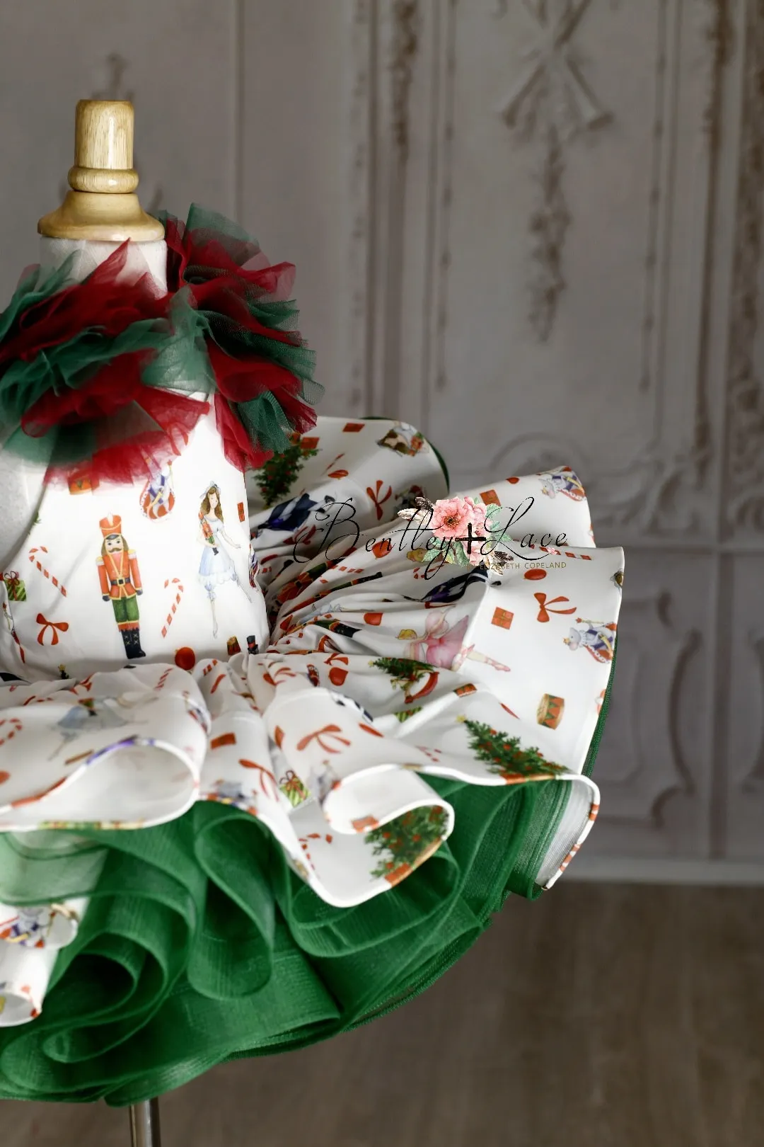 Retired rental  euc Baby couture dresses - "Nutcracker Dreams1" -Petal Length Dress ( 3 Year - Petite 4 Year)