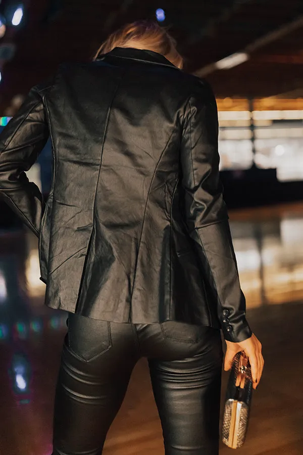 Right On Cue Faux Leather Blazer