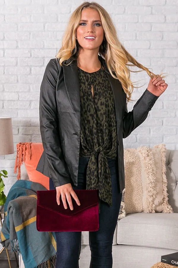 Right On Cue Faux Leather Blazer