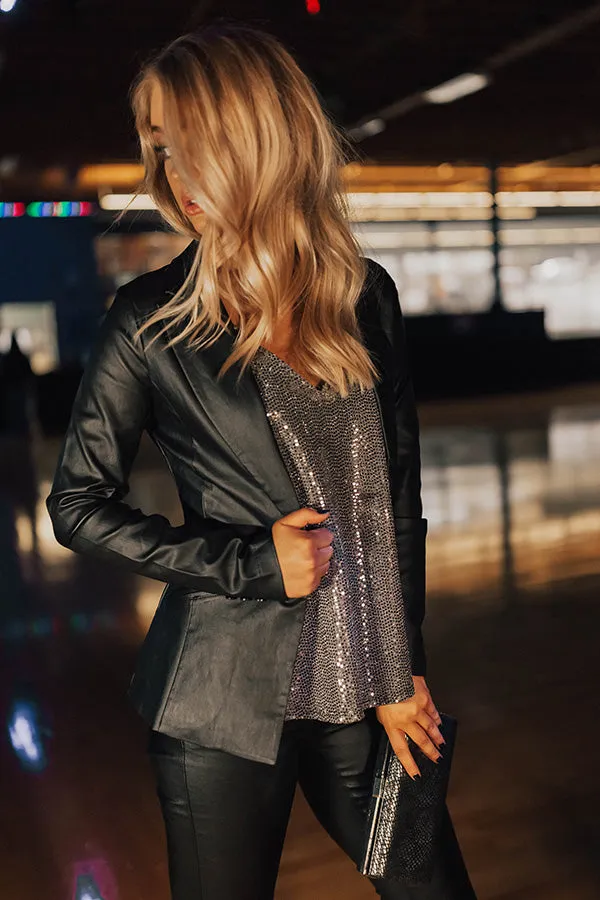 Right On Cue Faux Leather Blazer