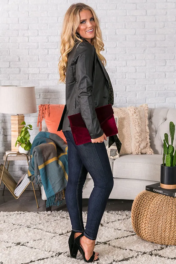 Right On Cue Faux Leather Blazer