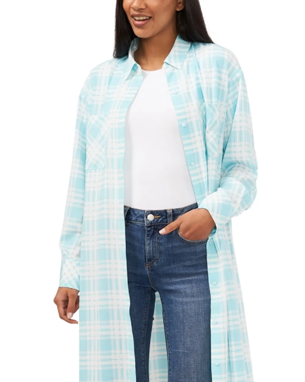 Riley & Rae Women's Plaid Button Front Shirt Dress Blue Size Large