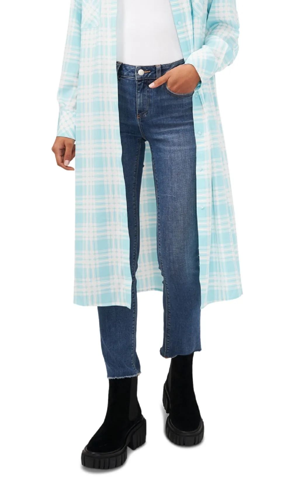 Riley & Rae Women's Plaid Button Front Shirt Dress Blue Size Large