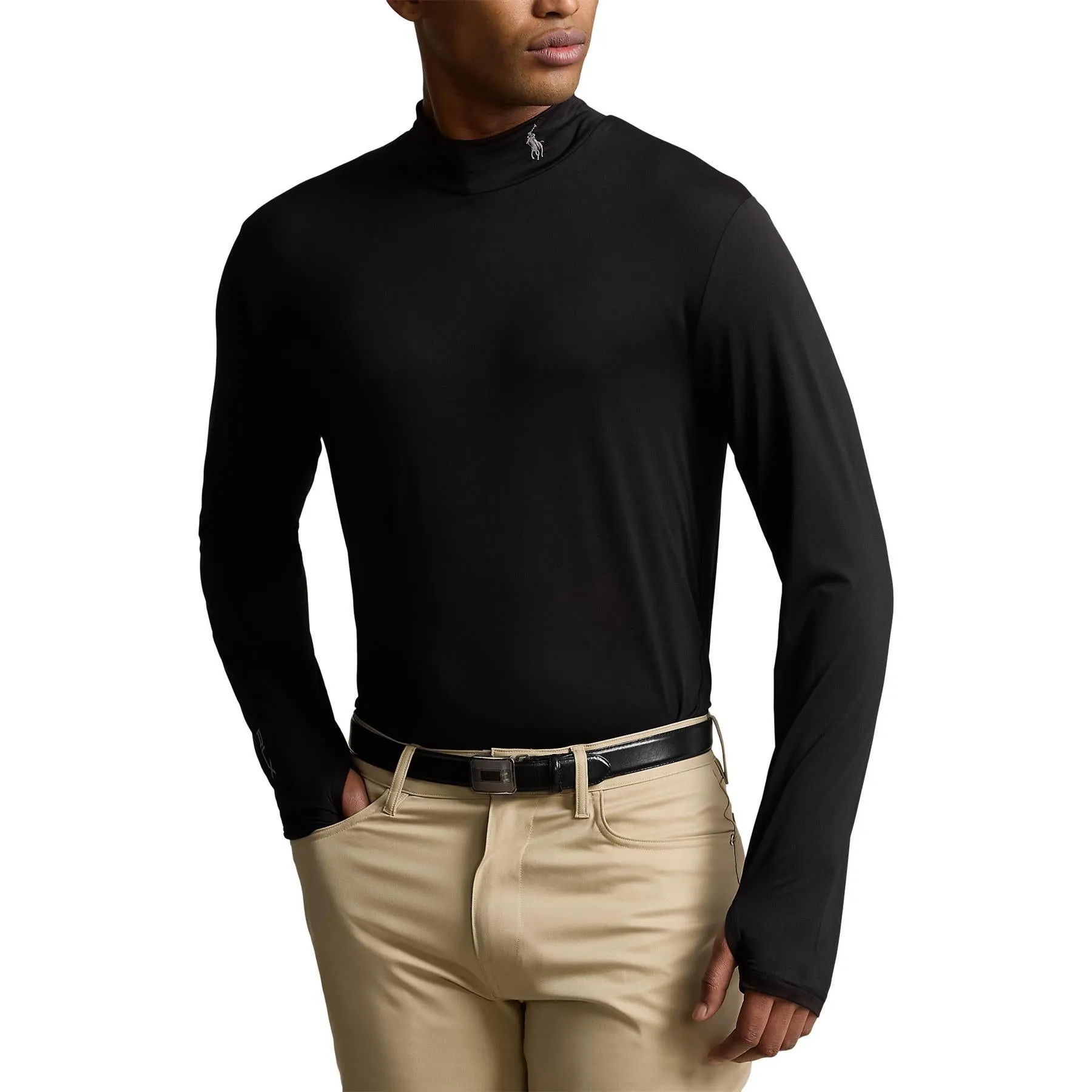 RLX Tailored Fit Long Sleeve Mock Neck Base Layer Black - SS24