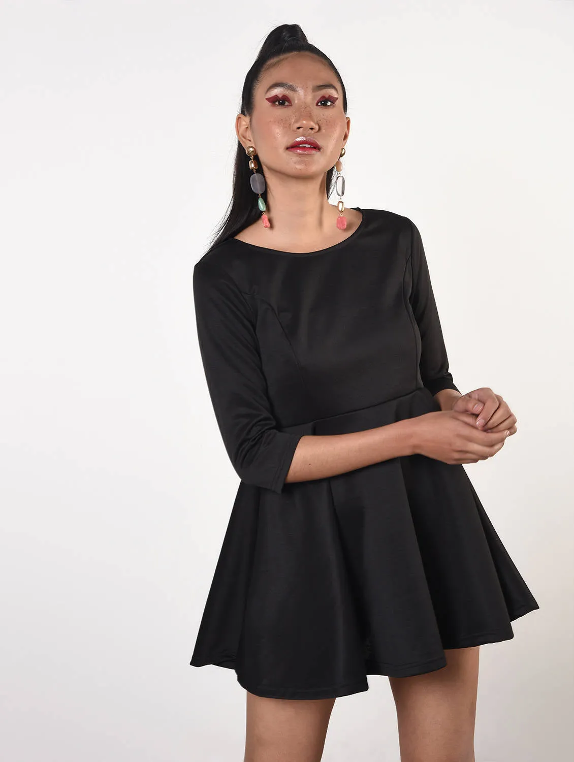 Round neck scuba skater dress