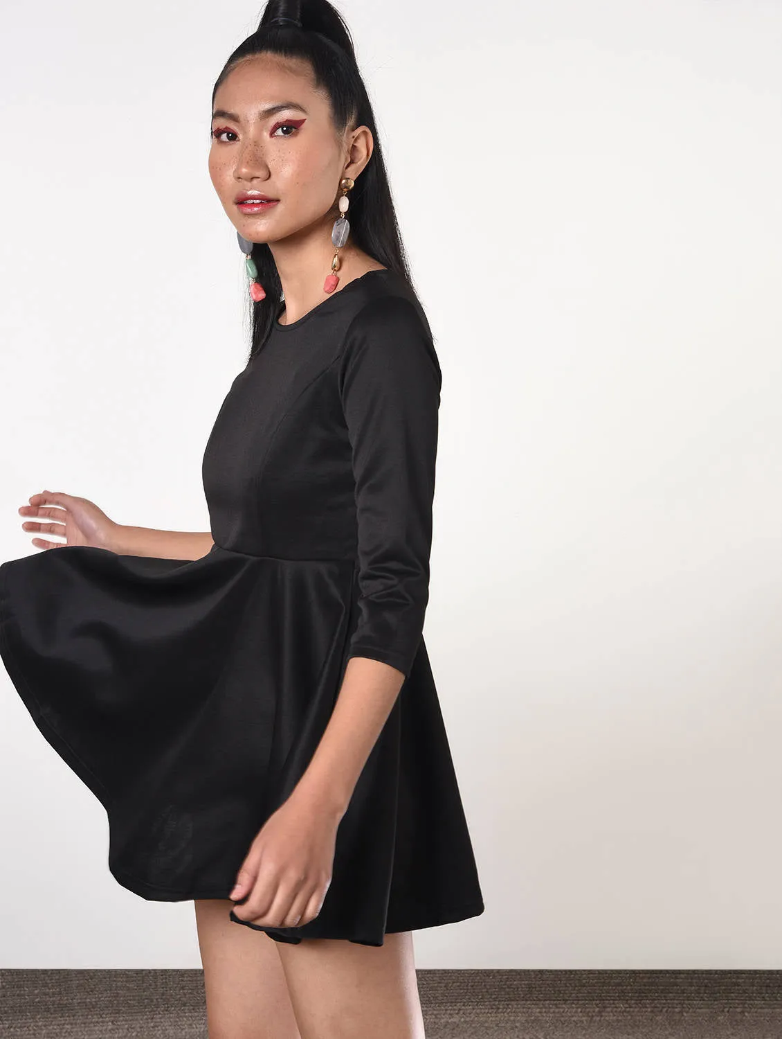 Round neck scuba skater dress
