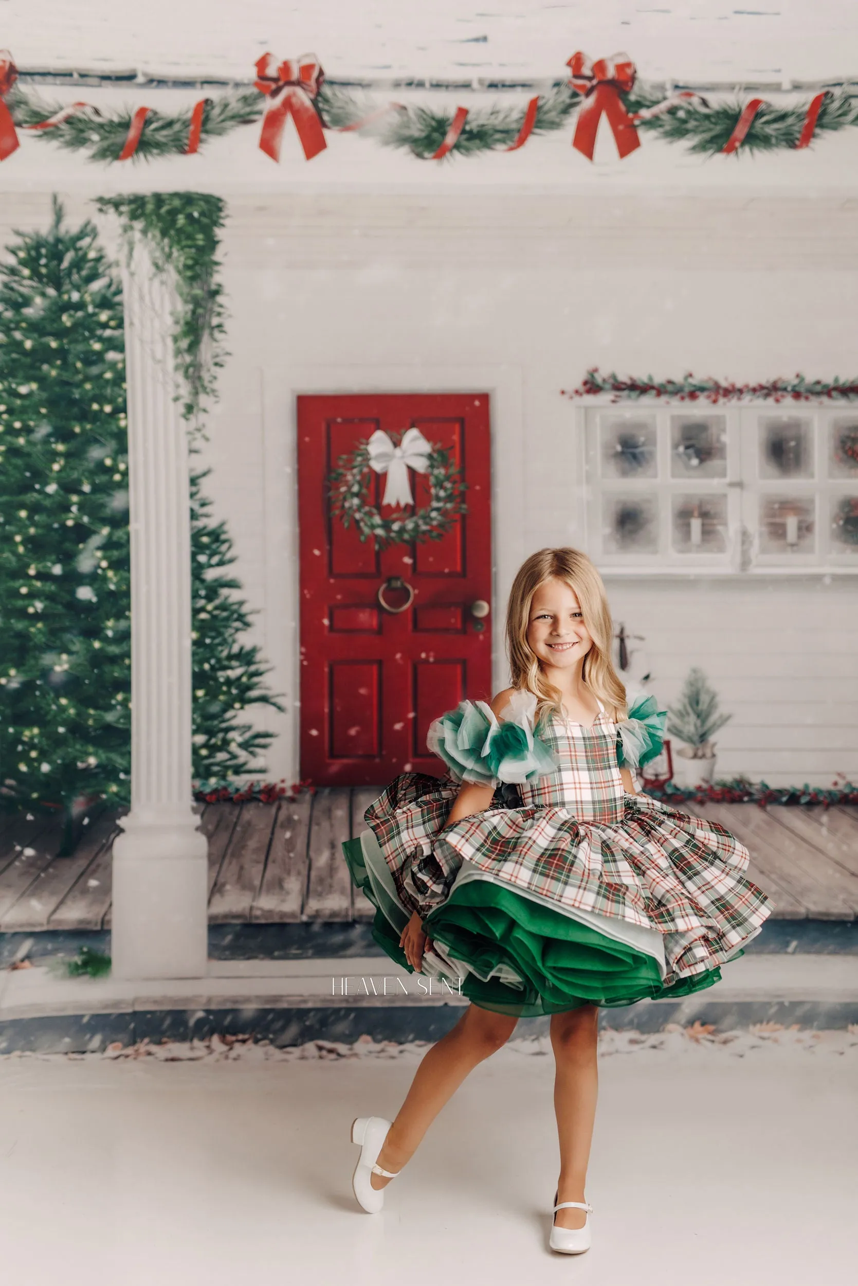 RTS NEW CONDIITON Couture-- gown rental: "Carol of the Bells" Petal Length Dress ( 4 Year - Petite 5 Year)