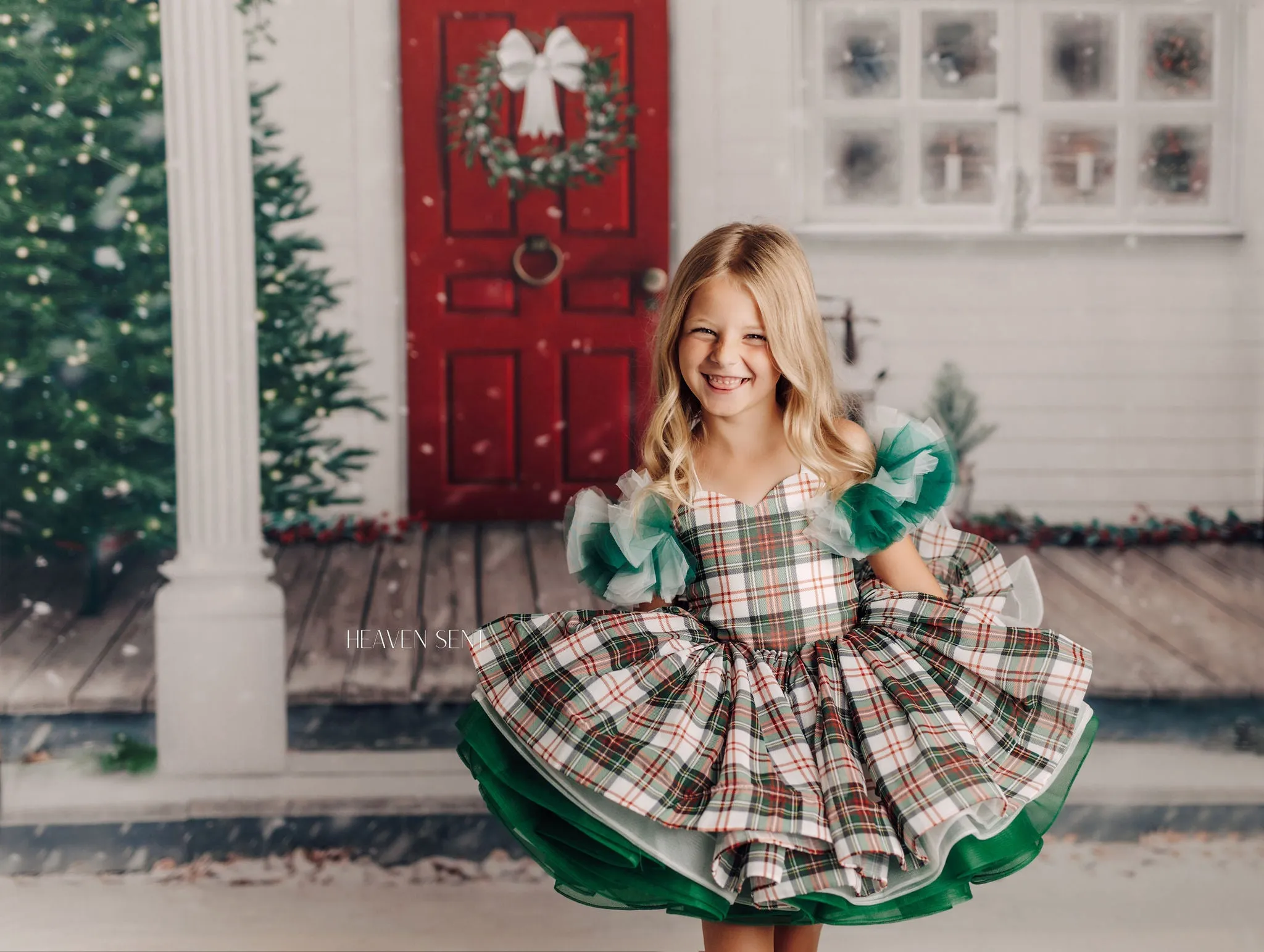 RTS NEW CONDIITON Couture-- gown rental: "Carol of the Bells" Petal Length Dress ( 4 Year - Petite 5 Year)