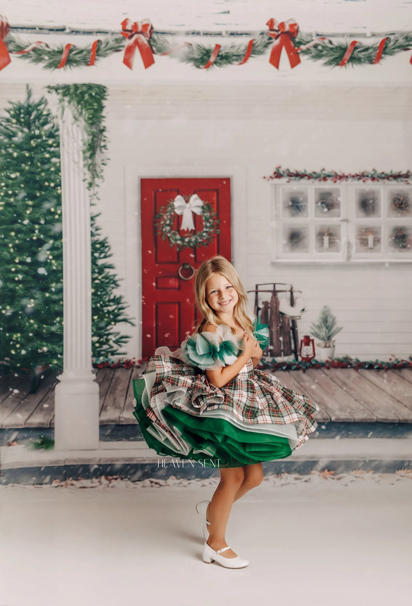 RTS NEW CONDIITON Couture-- gown rental: "Carol of the Bells" Petal Length Dress ( 4 Year - Petite 5 Year)
