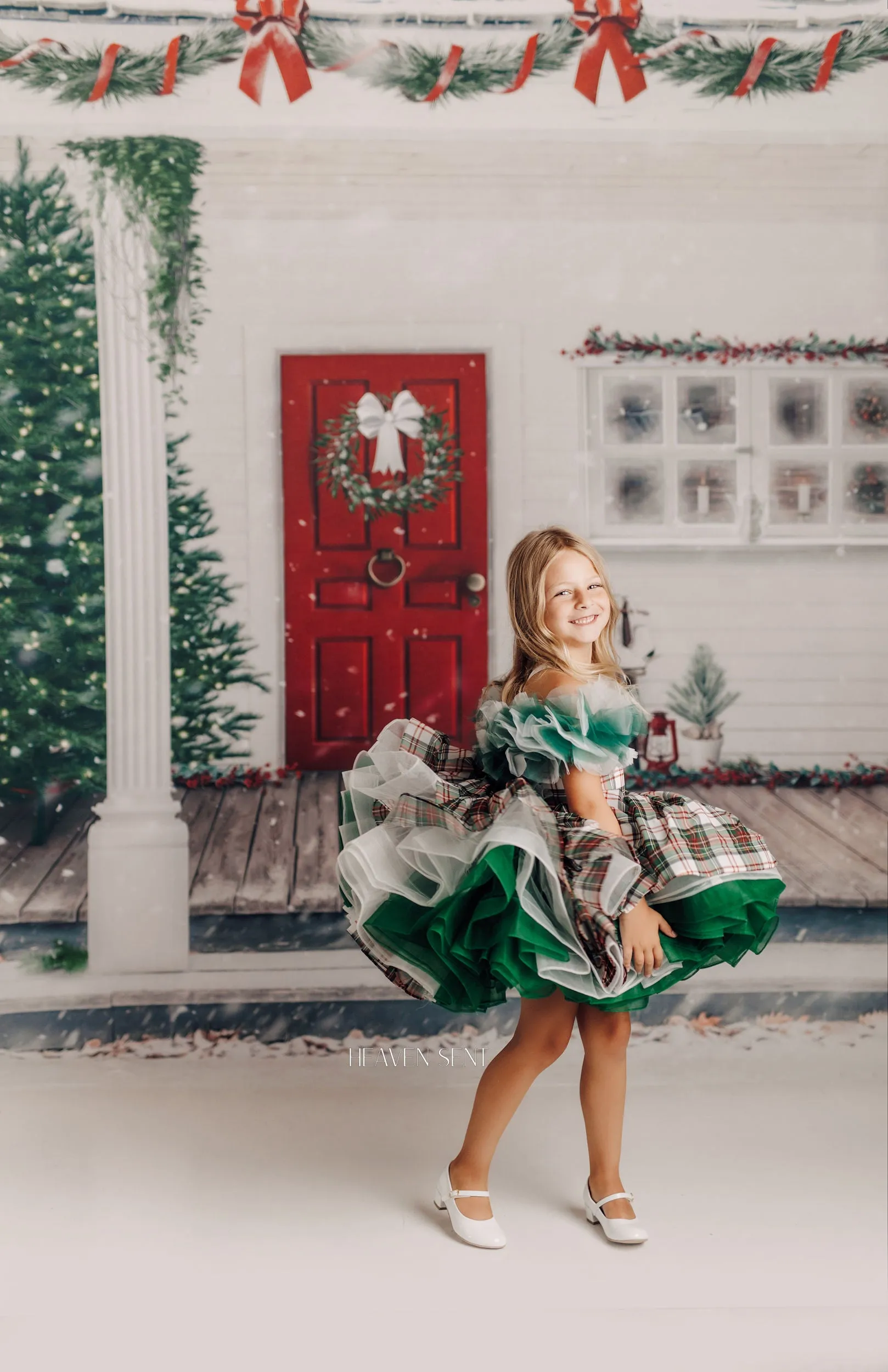 RTS NEW CONDIITON Couture-- gown rental: "Carol of the Bells" Petal Length Dress ( 4 Year - Petite 5 Year)