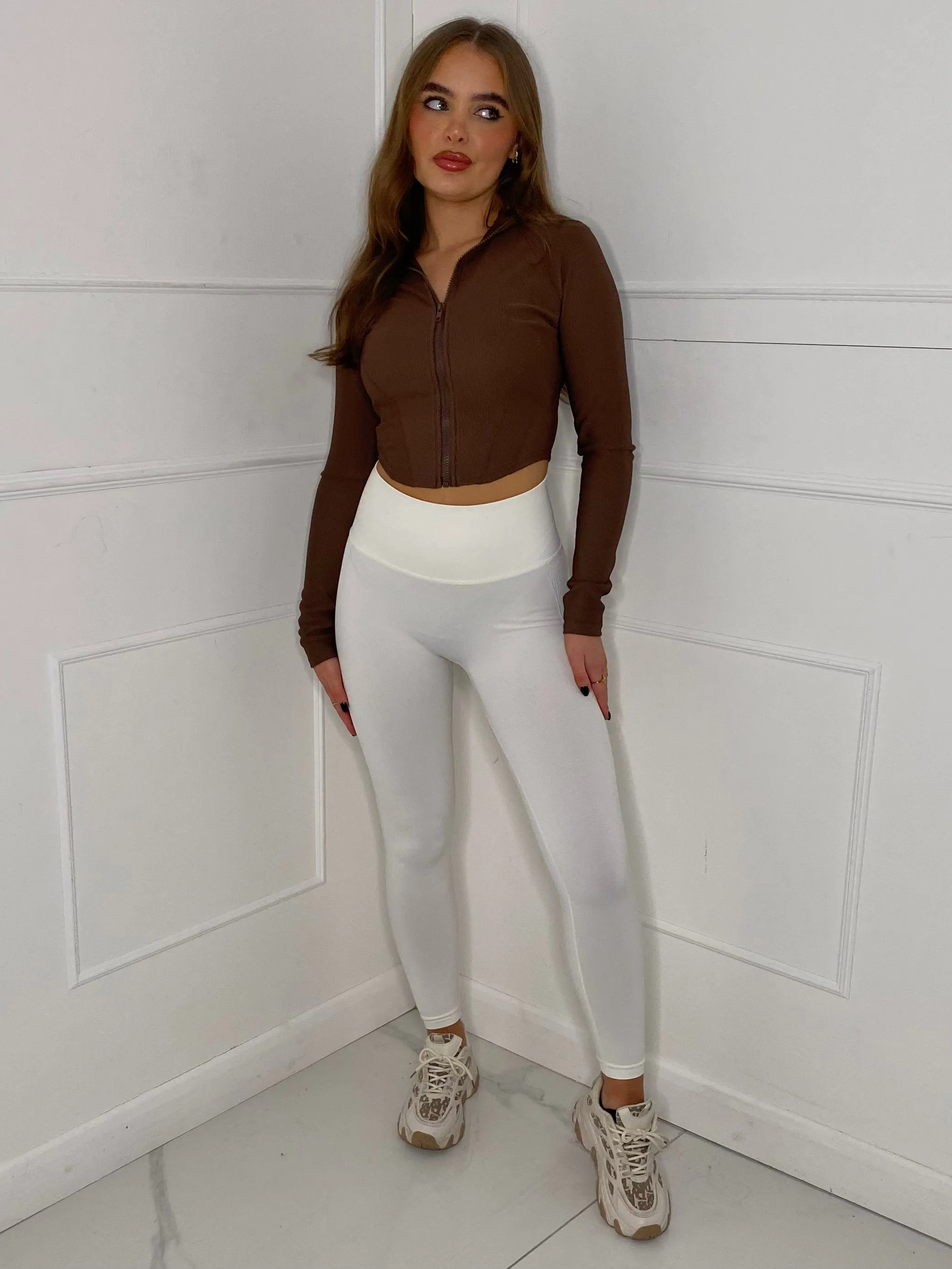 Ruched Bum Gym Leggings - White
